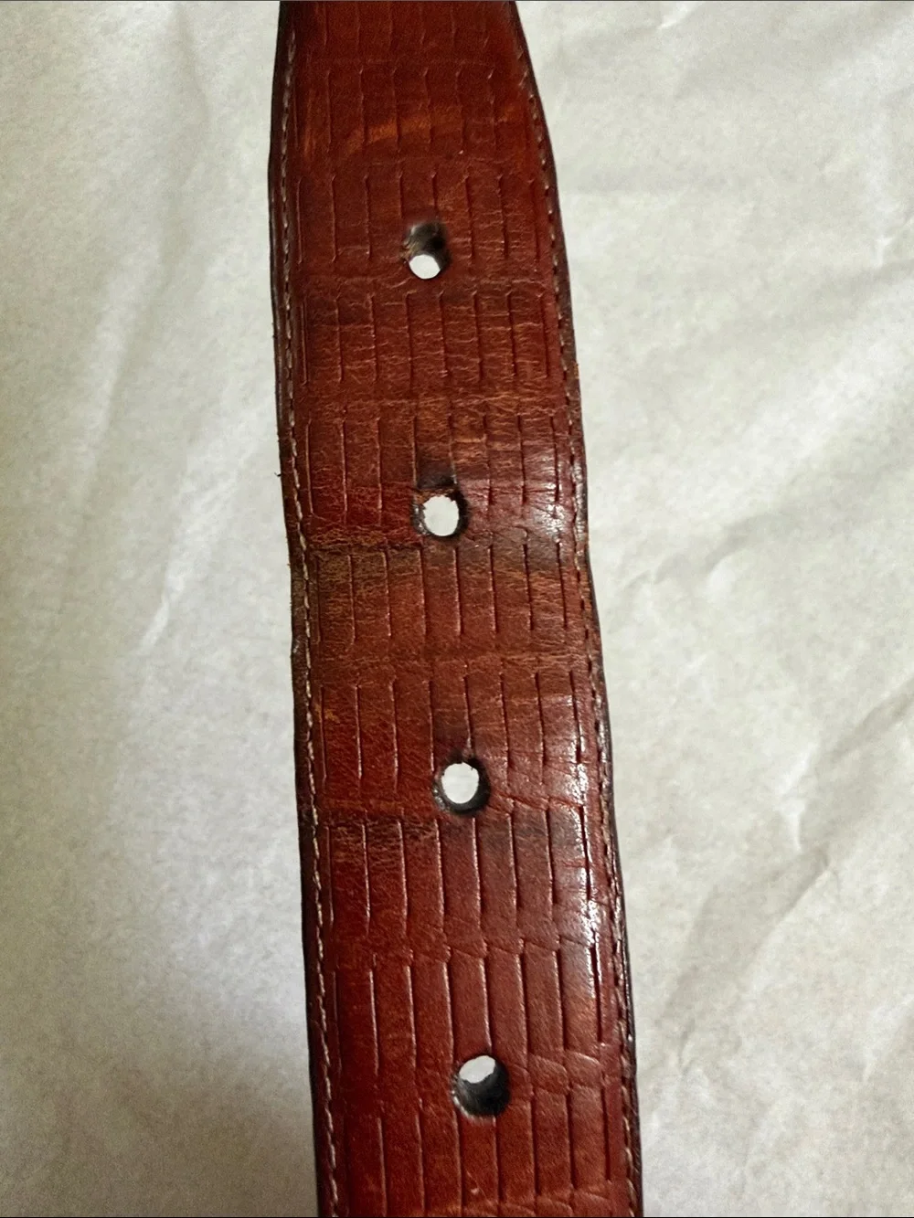 Brighton Brown Embossed Leather Belt Brass Buckle made in USA Size 34